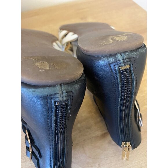 Jessica Simpson Black & White Gladiator Sandals With Back Zipper Size 9.5 - Picture 6 of 6